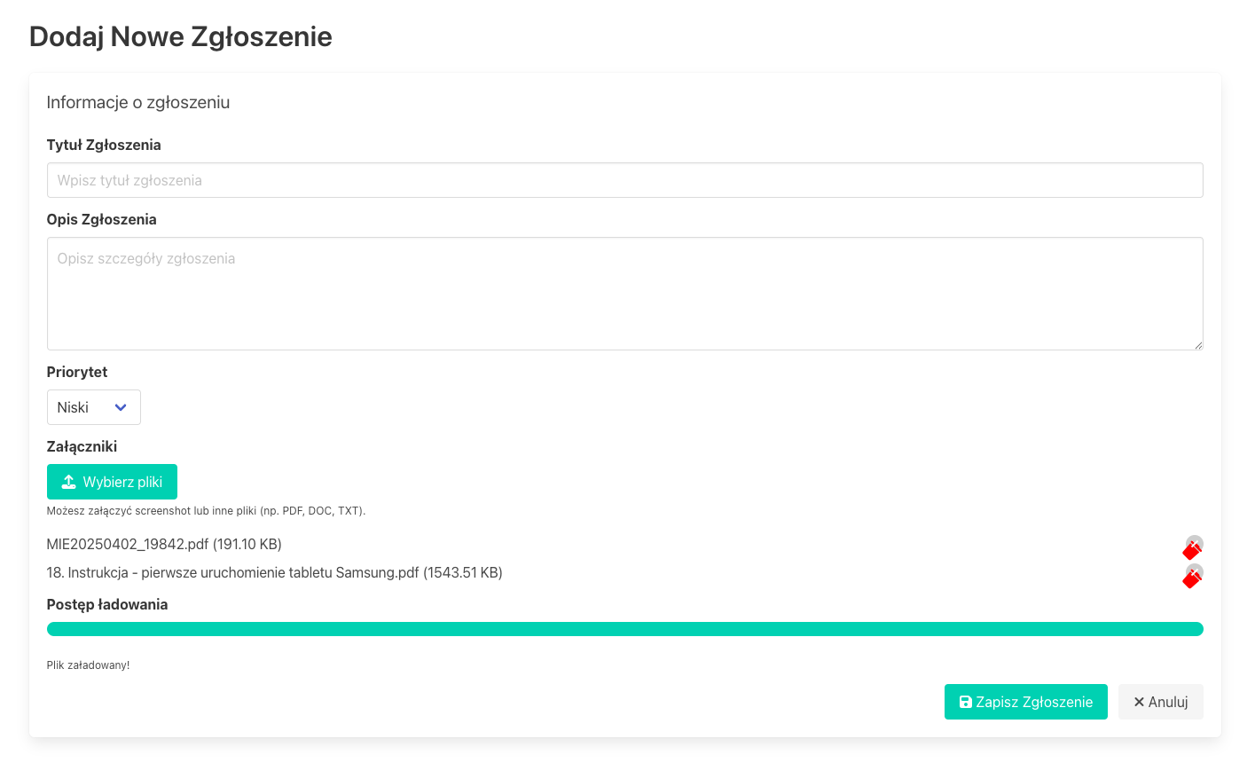 Dodaj nowe zgłoszenie